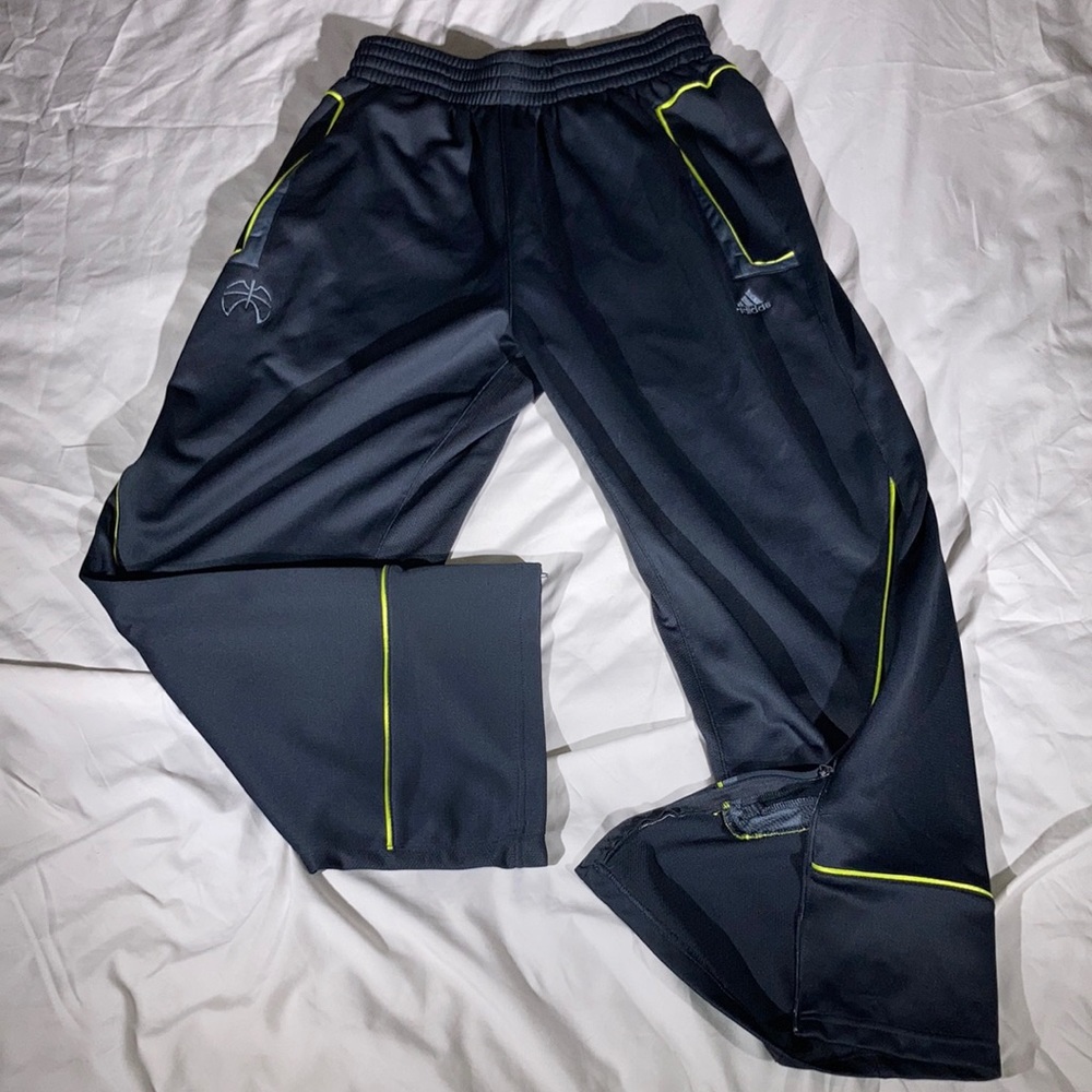 Adidas Mens Gray/Lime Green Clima365 Basketball Sweatpants